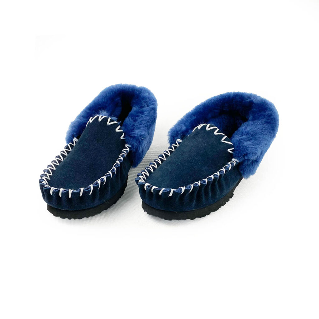 Buster Mens Navy Sheepskin Moccasin