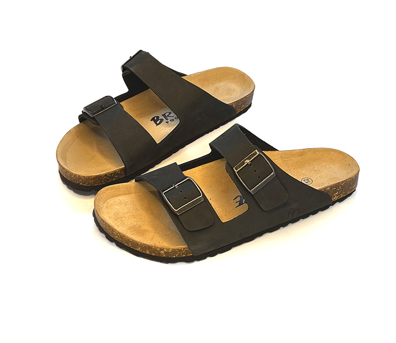 Mens Leather Slide Black