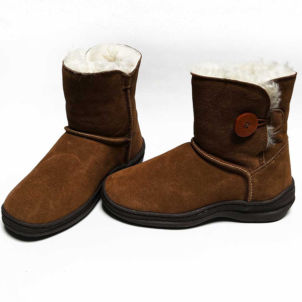 Button Side Short Ugg Sheepskin